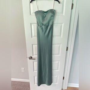 Strapless green formal dress